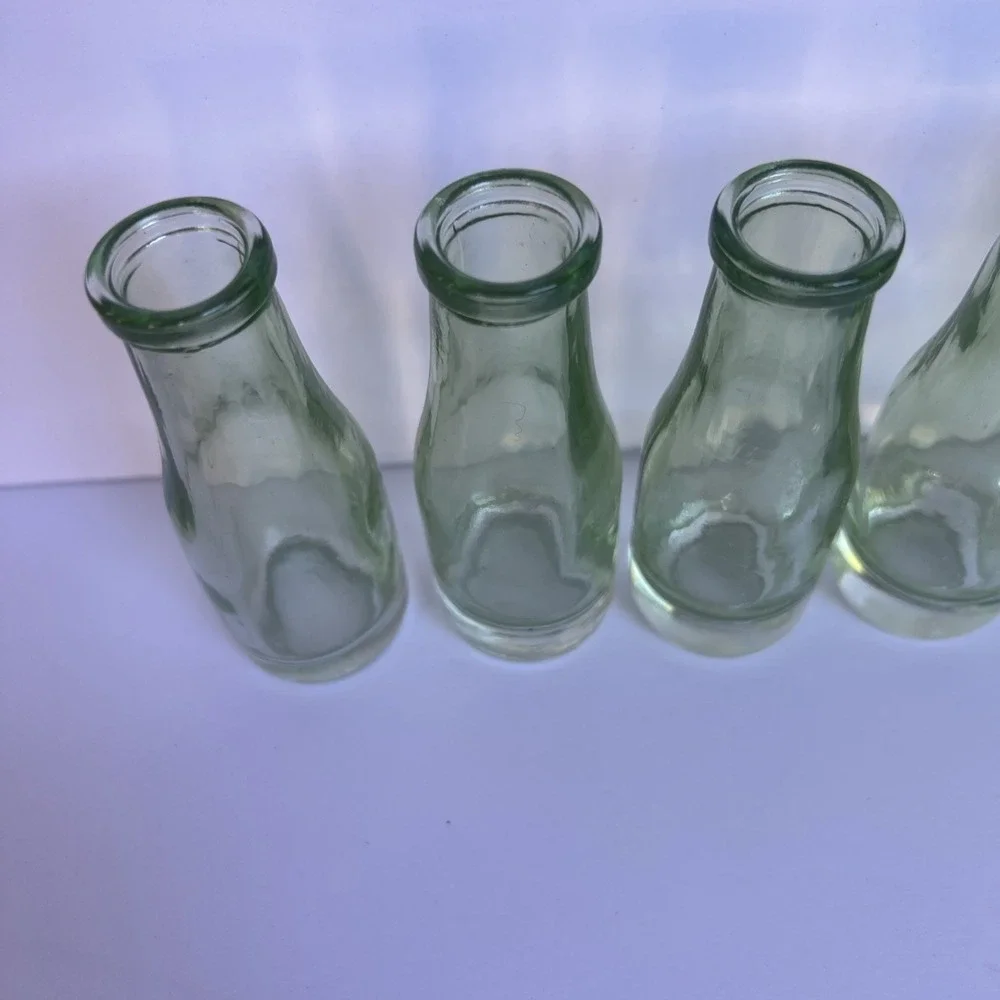 Set of 6 VTG Mini Clear Green Tint Bud Vases 2 oz – Small Flower Bottles 4